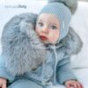 Gorro Orejero y Pelo Natural Pangasa Baby Celeste